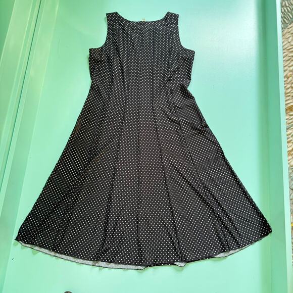 Vintage Black and white polka dot sleeveless midi dress - Size Large / XL - Picture 4 of 5